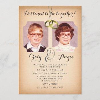 Small Old School Photos Wedding Photo Invite Front View