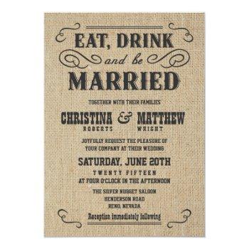 Small Old Western Rustic Burlap Wedding Front View