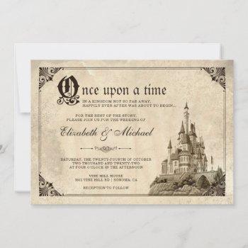 once upon a time fairy tale castle wedding invite