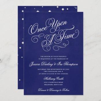 once upon a time wedding invitations royal blue