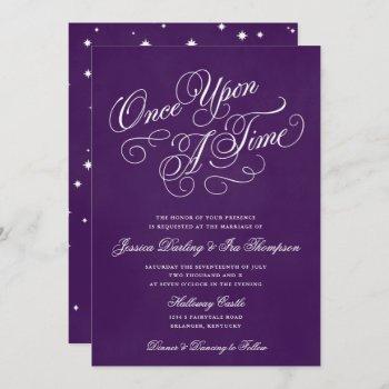 once upon a time wedding invitations royal purple