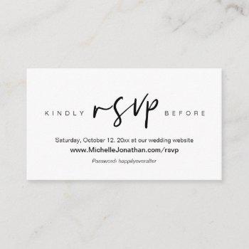 Small Online Rsvp, Wedding Website, Password, Reminder Enclosure Card Front View