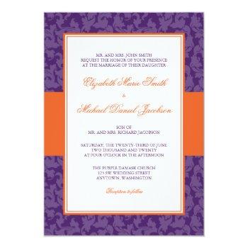Small Orange And Purple Damask Swirl Wedding Front View