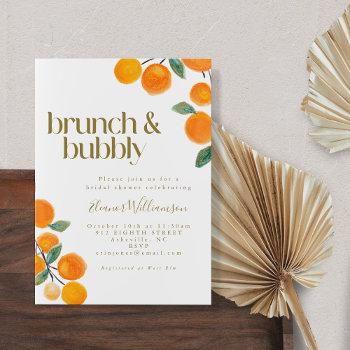 orange citrus fruit bridal shower brunch bubbly invitation