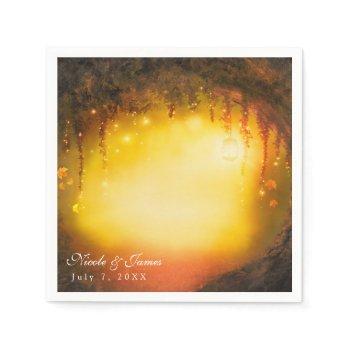 Small Orange Fall Rustic Enchanted Forest Reception Napkins Front View