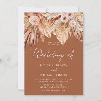 our bohemian wedding: terracotta dried floral boho invitation