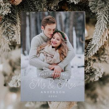 Small Our First Christmas Mr And Mrs Wedding Photo Holiday Post Front View