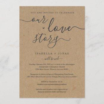 our love story rsvp & registry all in one wedding invitation