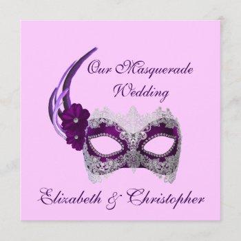 Small "our Masquerade Wedding" - Royal Purple Mask Front View