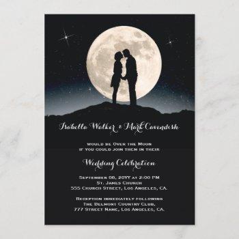 over the moon starry night wedding invitation