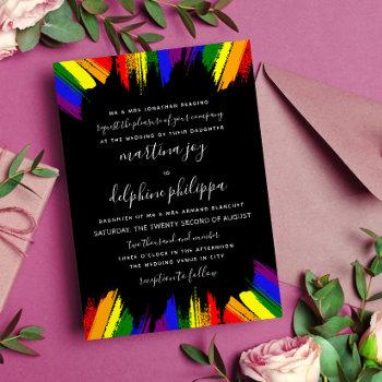 Small Paint Strokes Pride Flag Black Lgbt Formal Wedding Front View
