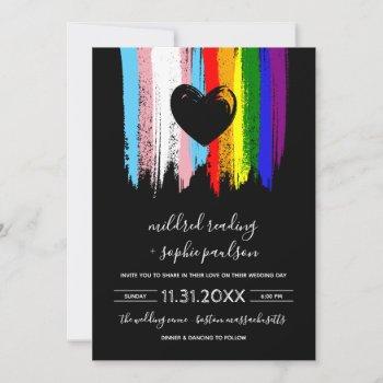 Small Paint Strokes Trans Pride Rainbow Wedding Front View