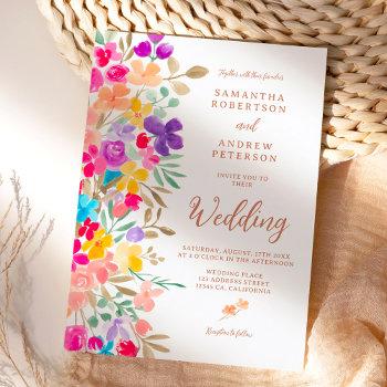 Small Painted Garden Wildflowers Photo Script Wedding Front View