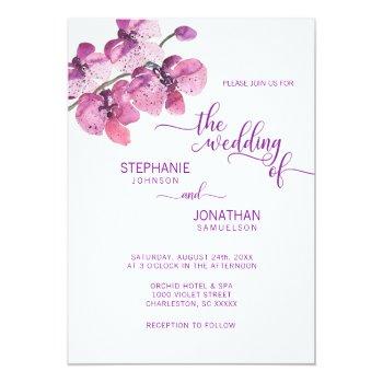 Small Painted Watercolor Purple Floral Orchids Wedding Front View
