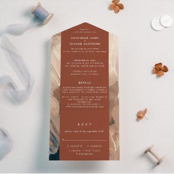 Small Painterly Teal Terracotta Abstract Rsvp Wedding Al All In One Front View