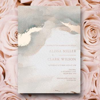 Small Painterly Watercolor Moody Wedding Foil Front View