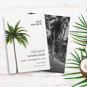 palm tree tropical photo wedding save the date invitation