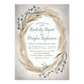 Small Pampas Grass And Greenery Wreath Vintage Wedding Front View