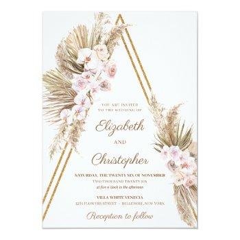 Small Pampas Grass Dried Palm Dusty Rose Orchid Wedding Front View