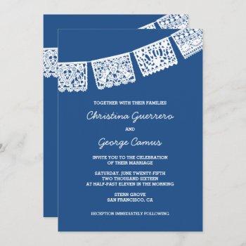 papel picado blue | wedding invitation