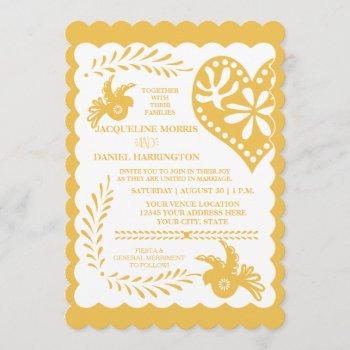 papel picado gold harvest fiesta wedding banner invitation