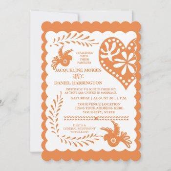 papel picado orange pink fiesta wedding banner invitation