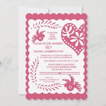 papel picado pink lime fiesta wedding banner invitation