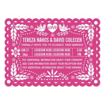 Small Papel Picado Style Love Birds Pink Fiesta Wedding Front View