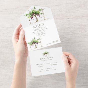 paso robles vineyard winery grapevine wedding all in one invitation