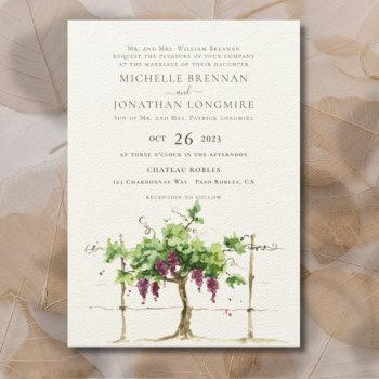 paso robles vineyard winery grapevine wedding invitation