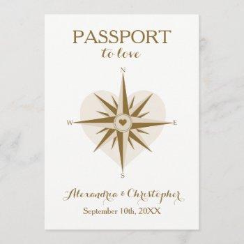 Small Passport Wedding Invite - Destination Travel Theme Front View