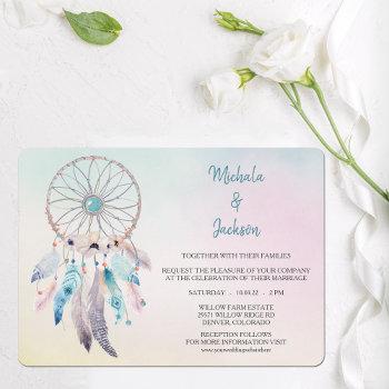 pastel colors dreamcatcher wedding invitation