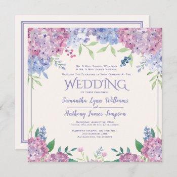 pastel hydrangeas - floral wedding invitation