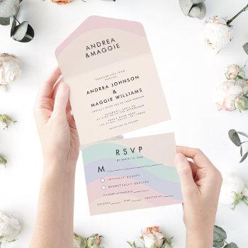 Small Pastel Rainbow Gay Pride Lgbtq Colorful Wedding All In One Front View