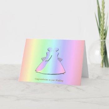 pastel rainbow lesbian wedding card