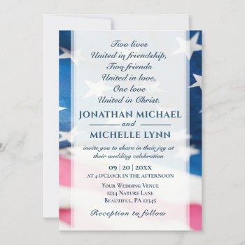 patriotic american flag christian wedding  invitation
