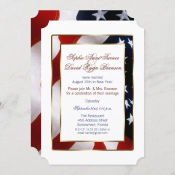 patriotic, elegant usa flag evening wedding invitation