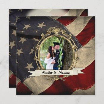 Small Patriotic, Elegant Usa Flag Wedding W Photograph Front View