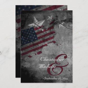patriotic united states american flag wedding invitation
