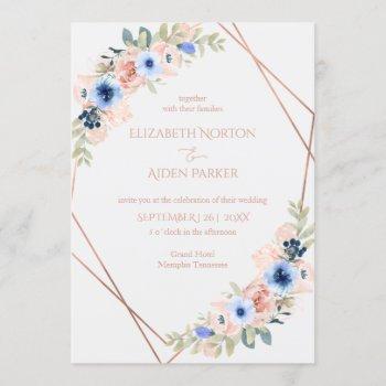 peach blue wedding collection invitation