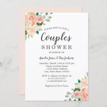 Small Peach Blush Watercolor Floral Couples Shower Front View