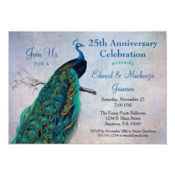 Small Peacock Anniversary  Vintage Blue Bird Front View