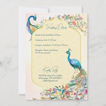 peacock indian hindu wedding invite details rsvp
