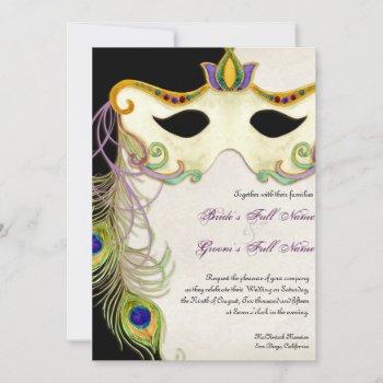 Small Peacock Masquerade Mask Ball - Wedding Front View