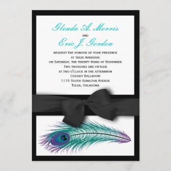 peacock tuxedo wedding invitation