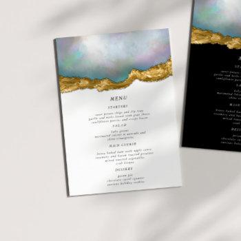 pearl golden agate geode wedding dinner menu card