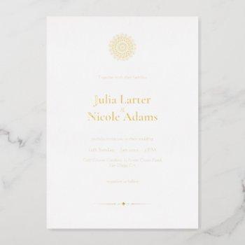 pearl swan mandala minimalist wedding foil invitation