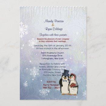 Small Penguin Bride And Groom Wedding Front View