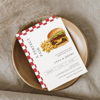 perfect pair burgers fries couples shower invitation