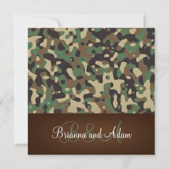 personalized hunting theme speckled camo wedding invitation
